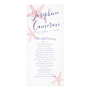 Starfish Beach Wedding Program - Coral Pink