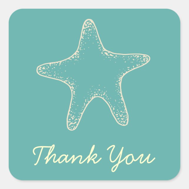 Starfish Beach Wedding Thank You Stickers (Front)