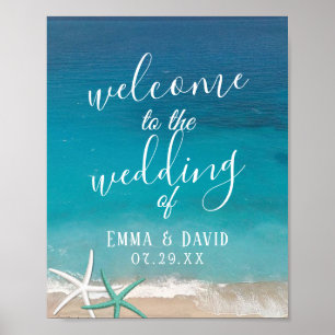 Starfish Beach Wedding Welcome Poster