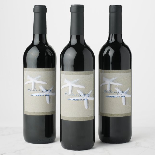 Starfish Beach Wedding  Wine Label (Bottles)