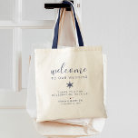 Starfish Beach Welcome Wedding Tote Bag<br><div class="desc">Make your wedding special thank you tote bag. Timeless and classic, yet chic and stylish, perfect as a gift bag. Add water, sweet treats and more or make a mini wedding beach "survival kit", it's also great for carrying wedding gear. Great idea for beach wedding theme. If you'd like us...</div>