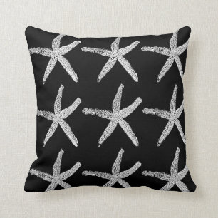 Starfish Black Blue Double Custom Colour Cute Beac Throw Pillow