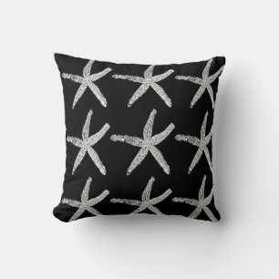 Starfish Black White Double Custom Colours Beach Throw Pillow