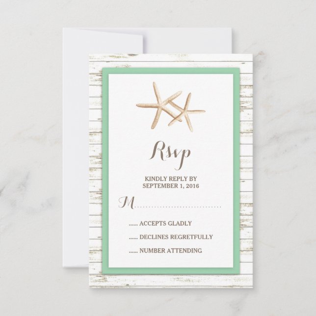 Starfish Blanchis Wood Beach Wedding RSVP (Devant)