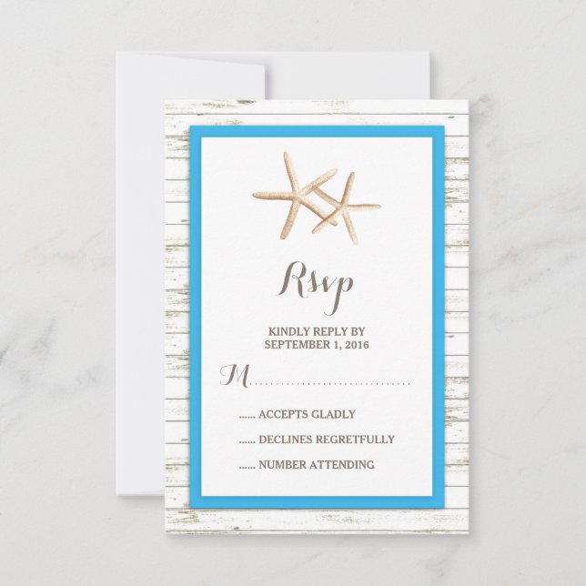 Starfish Blanchis Wood Beach Wedding RSVP (Devant)