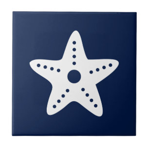 Starfish Blue and White Coastal Tile