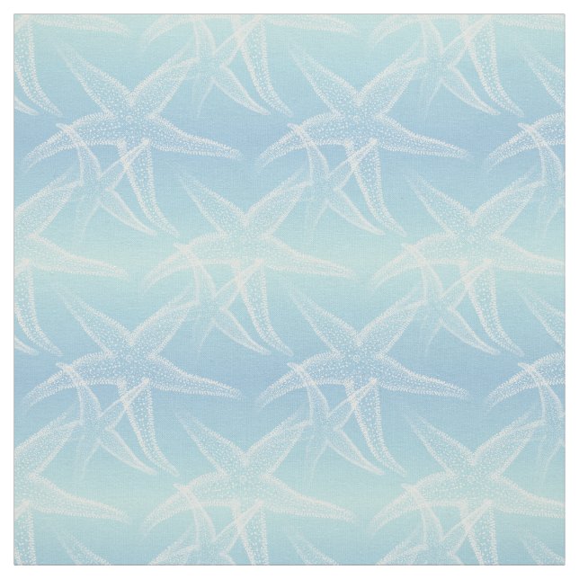 Starfish Blue Aqua Beach Fabric (Swatch)
