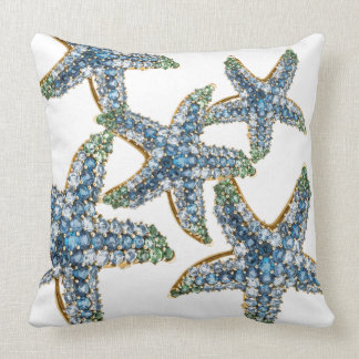 Starfish Blue Rhinestone Stars Costume Jewellery Throw Pillow