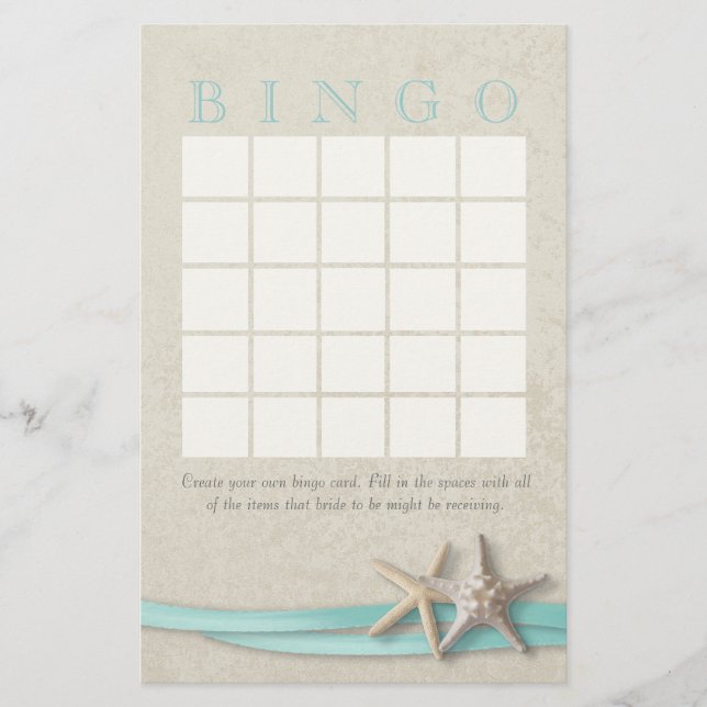 Starfish Bridal Shower Bingo (Front)