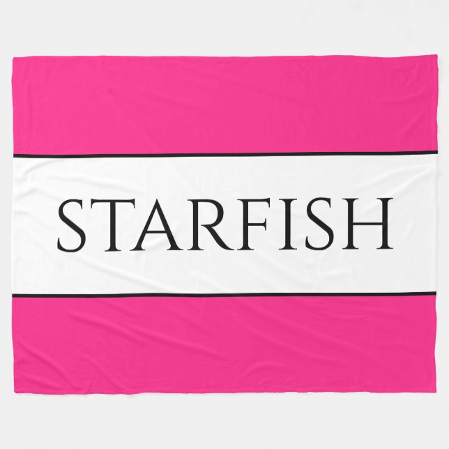 STARFISH Bright Fun Cute Candy Pink White Stripes Fleece Blanket (Front (Horizontal))