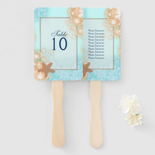 Starfish bubbles hawaii blue orange table seating hand fan