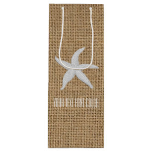 Starfish Burlap Personalize Wine Gift Bag