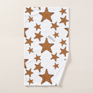 Starfish cartoon illustration bath towel set