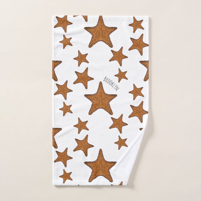 Starfish cartoon illustration  bath towel set (Hand Towel)