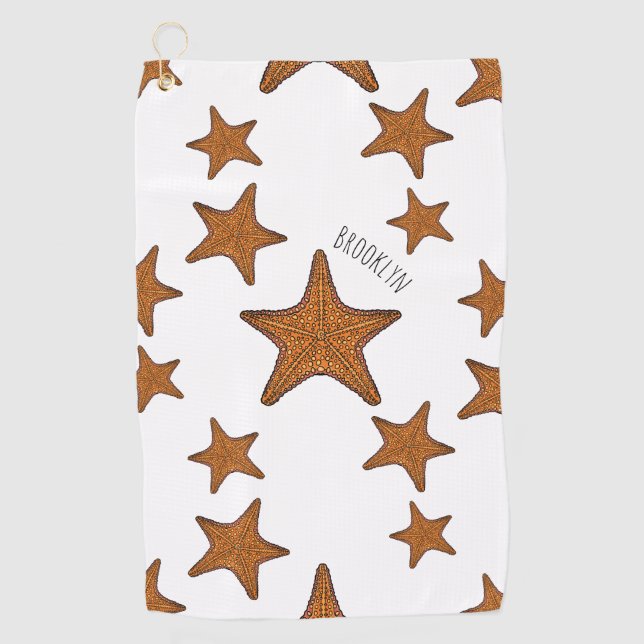 Starfish cartoon illustration  golf towel (Front)