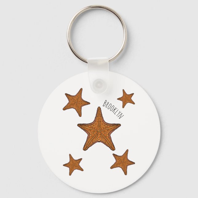 Starfish cartoon illustration keychain (Front)