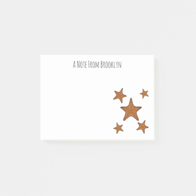 Starfish cartoon illustration post-it notes (Front)