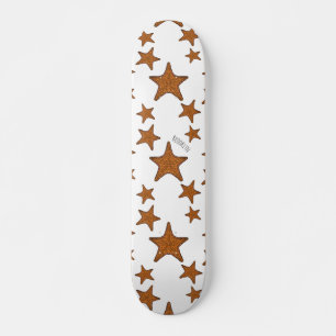 Starfish cartoon illustration skateboard