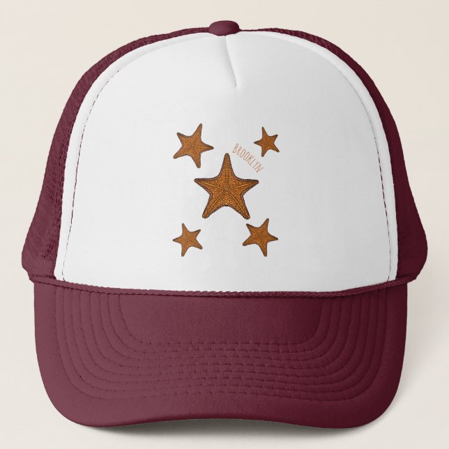 Starfish cartoon illustration  trucker hat (Front)