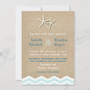 Starfish Chevron Wedding Invitation