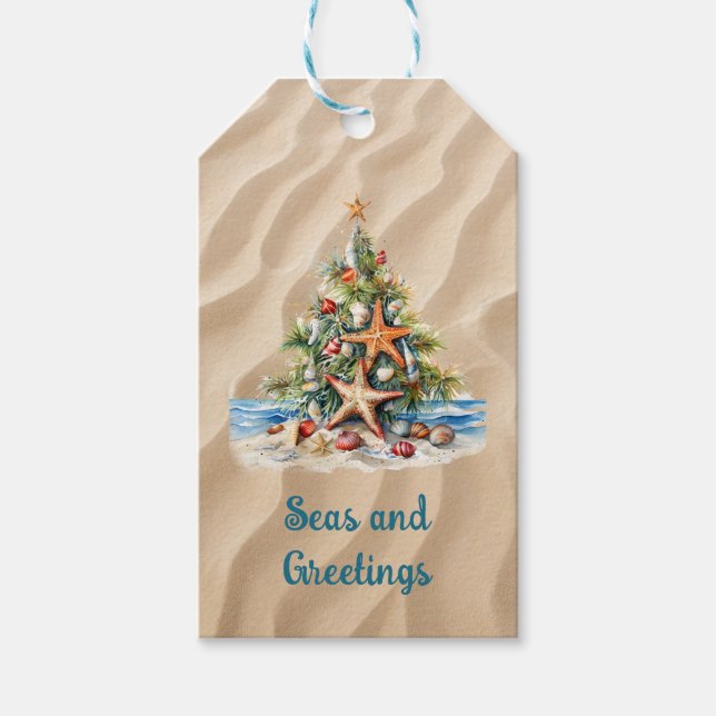 Starfish Christmas Tree Christmas Gift Tag (Front)