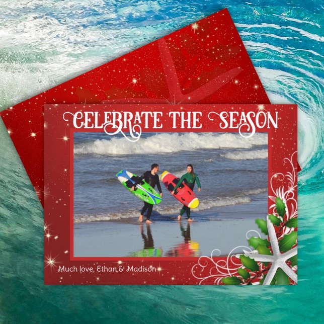 Starfish Christmas Twinkling Stars Carte photo (Créateur téléchargé)