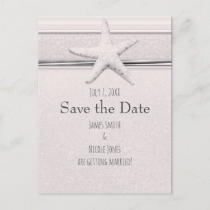 Starfish Classic White Beach Wedding Save the Date Announcement Postcard