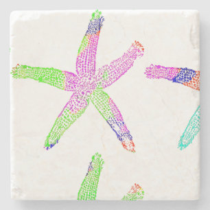 Starfish Coastal Beach Multicolor Patterns 2020 Stone Coaster