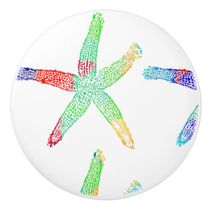 Starfish Coastal Beach Multicolor Patterns  Modern Ceramic Knob