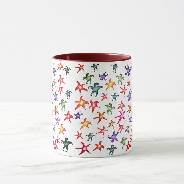 Starfish Colourful Sea Stars Pattern Mug (Center)