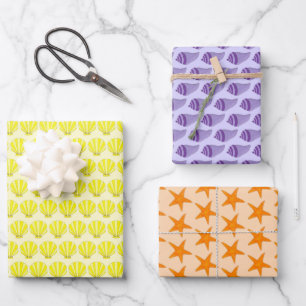Starfish Conch Sea Shell Seashell Beach Shore Wrapping Paper Sheet