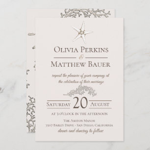 Starfish Coral Beach Wedding Invitation