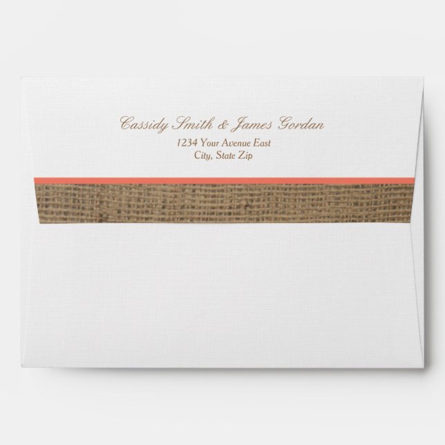 Starfish Coral & Burlap lined Envelopes 5x7 (A7) (Back (Top Flap))