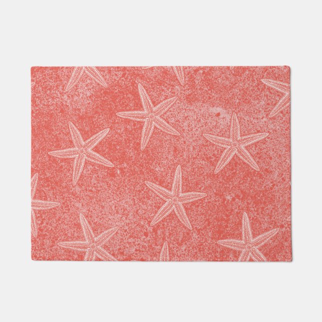 Starfish Coral Pink Doormat (Front)