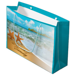 Starfish Couple ASK ME TO PUT NAMES IN SAND Large Gift Bag