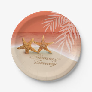 Starfish Couple ASK TO HAVE YOUR NAMES PUT IN SAND Paper Plate