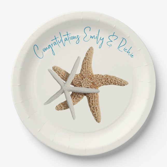 Starfish Couple Congratulations Couple Custom Paper Plate (Front)