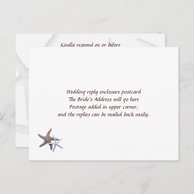 Starfish Couple Easy Wedding Reply Postcards (Front/Back)