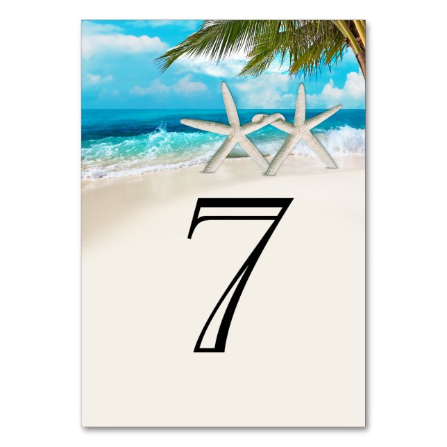 Starfish Couple On the Beach Table Numbers (Front)