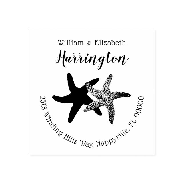 Starfish Couple Return Address Ink Stamp (Imprint)