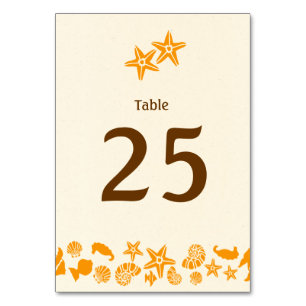 Starfish Couple Summer Beach Wedding Table Number