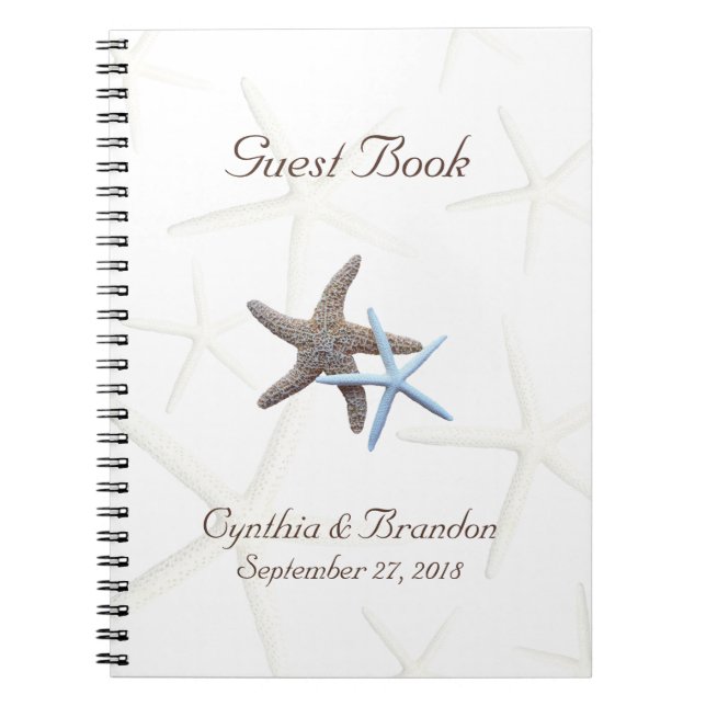 Starfish Couple Wedding Guestbook Notebook (Front)