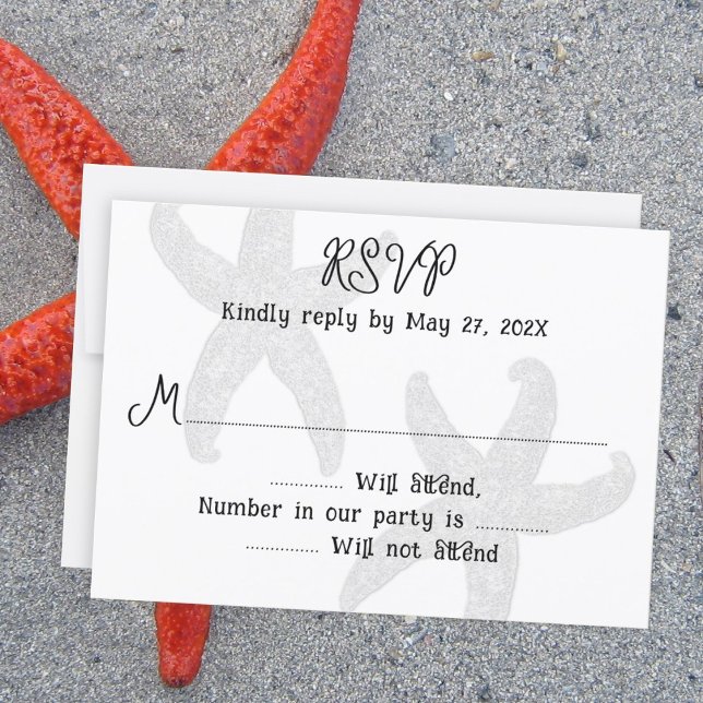 Starfish Couple White Wedding Reply Cards (Creator Uploaded)