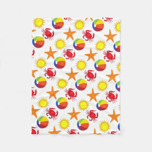Starfish Crab Beachball Summer Sunshine Beach Fleece Blanket