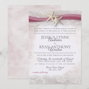 Starfish Cranberry Beach Wedding Invitation