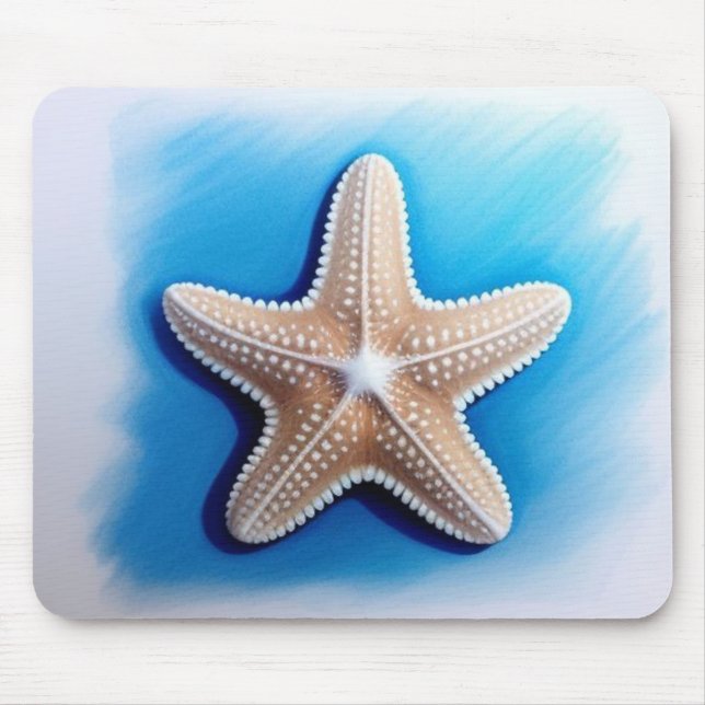 Starfish Crayon Drawing Mouse Pad (Front)