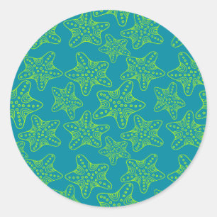 Starfish Crowd Pattern Classic Round Sticker