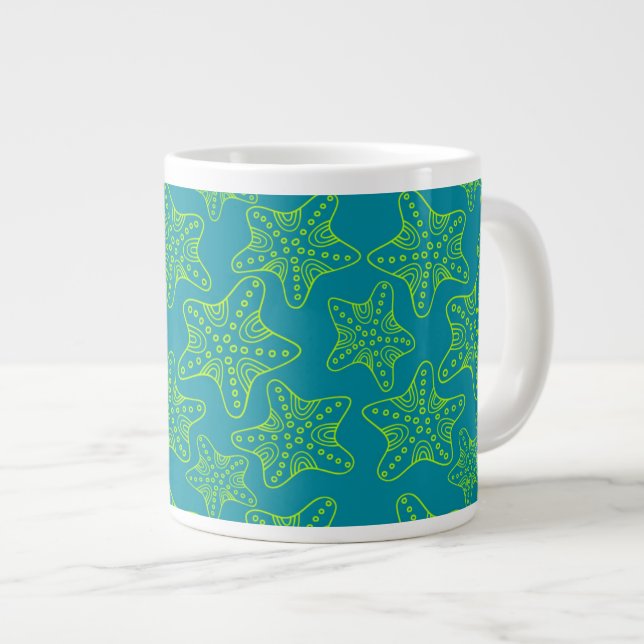 Starfish Crowd Pattern Large Coffee Mug (Front Right)