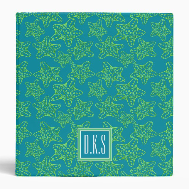 Starfish Crowd Pattern | Monogram Binder (Front)