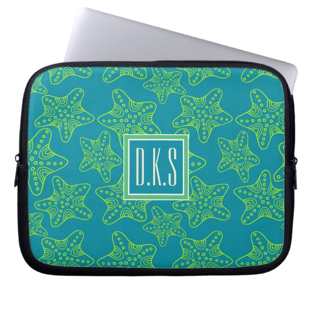 Starfish Crowd Pattern | Monogram Laptop Sleeve (Front)